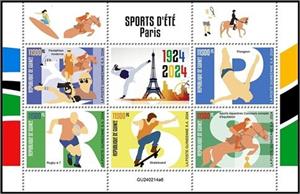 Mini Sheet, Summer Olympic Games - Paris 2024, Guinea,  , Olympic Games, Sports