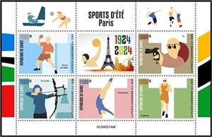 Mini Sheet, Summer Olympic Games - Paris 2024, Guinea,  , Olympic Games, Sports