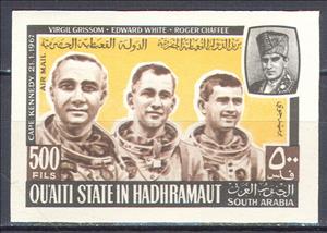 Stamp, Grissom, White and Chaffee in Cape Kennedy, Hadhramaut, Qu'aiti (Shihr & Mukalla),  , Astronauts, Famous People, Men
