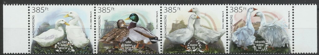 Se-tenant, Poultry Breeds of Hungary Series IV, Hungary,  , Ducks, Geese, Poultry