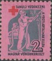 Stamp, Red Cross Membership fee stamp 1966, Hungary,  , Logos, Occupational Safety and Health, Red Cross and Red Crescent