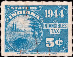 Stamp, Intangibles tax (1944 : 000.05), Indiana (IN),  , Seals (Emblems)