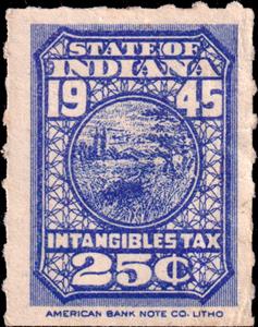 Stamp, Intangibles tax (1945 : 000.25), Indiana (IN),  , Seals (Emblems)