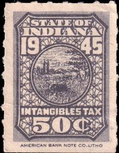 Stamp, Intangibles tax (1945 : 000.50), Indiana (IN),  , Seals (Emblems)