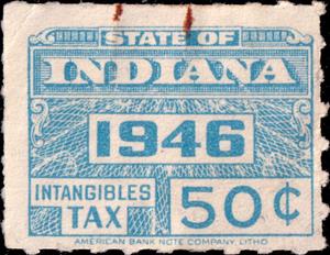 Stamp, Intangibles tax (1946 : 000.50), Indiana (IN),  , Seals (Emblems)