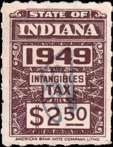 Stamp, Intangibles tax (1949 : 002.50), Indiana (IN),  , Seals (Emblems)