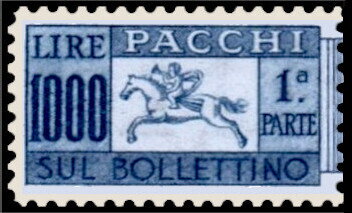 Stamp, Post Rider - Wmk. stars II 65° - Perf. 14x13¼ - 1st part, Italy,  , Animals (Fauna), Horses, Mammals, Postal Services