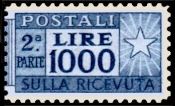 Stamp, Post Rider - Wmk. stars II 65° - Perf. 14x13¼ - 2nd part, Italy,  , Postal Services, Stars