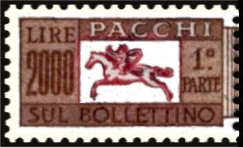 Stamp, Post Rider - Wmk. stars II 65° - Vinyl Gum - 1st part, Italy,  , Animals (Fauna), Horses, Mammals, Postal Services