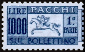 Stamp, Post Rider - Wmk. stars II 65° - Vinyl Gum -1st part, Italy,  , Animals (Fauna), Horses, Mammals, Postal Services