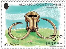 Stamp, Mammoth Bones, Jersey,  , Archaeology, C.E.P.T. / Europe, Prehistoric Animals