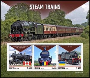Mini Sheet, Steam Trains, Liberia,  , Locomotives, Railways