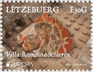 Stamp, Europa (C.E.P.T.) 2025 - Roman Villa, Schieren, Luxembourg,  , Archaeology, C.E.P.T. / Europe, Historic Sites, Roman Empire