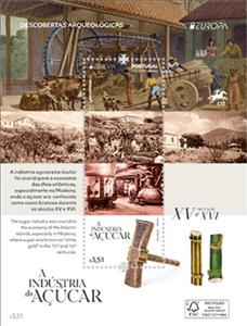 Souvenir Sheet, Sugar Industry of Madeira, Madeira Islands,  , Archaeology, C.E.P.T. / Europe