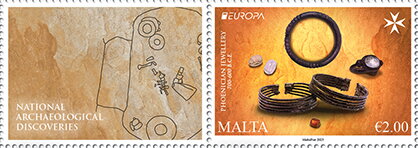 Stamp with Attached Label, Phoenecian Jewelery, Malta,  , Archaeology, C.E.P.T. / Europe, Jewelery