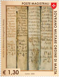 Stamp, Fiscal Records of the Order, 18th Century, Malta, Sovereign Military Order of,  , Documents, Libraries