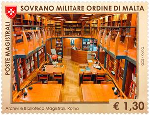 Stamp, Reading Room of the Grand Magistry Library, Malta, Sovereign Military Order of,  , Libraries