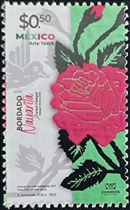 Stamp, Textile From Nayarit (2025 Imprint), Mexico,  , Flowers, Plants (Flora), Textile