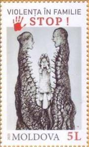 Stamp, Campaign Against Family Violence, Moldova,  , Families