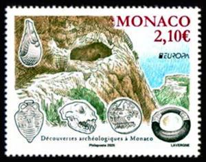 Stamp, Europa (C.E.P.T.) 2025 - Archaeological Discoveries, Monaco,  , Archaeology, C.E.P.T. / Europe