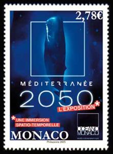 Stamp, Mediterranean 2050 Exposition, Oceanographic Museum, Monaco,  , Museums, Whales
