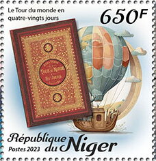 Stamp, "Around the World in Eighty Days", Niger,  , Anniversaries and Jubilees, Books, Literature