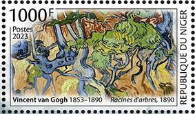 Stamp, "Tree Roots", Vincent van Gogh (1853-1890), Niger,  , Anniversaries and Jubilees, Famous People, Painters, Paintings