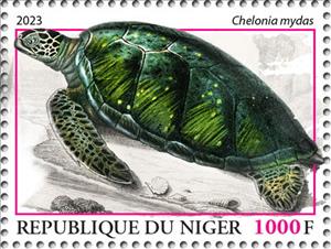 Stamp, Chelonia mydas, Niger,  , Animals (Fauna), Reptiles, Turtles