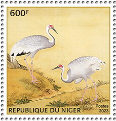 Stamp, Chinese Art - Bird, Niger,  , Animals (Fauna), Art, Birds, Paintings