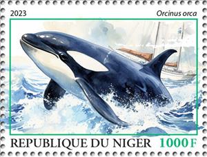 Stamp, Orcinus orca, Niger,  , Animals (Fauna), Sea (Marine) Mammals, Sea Life, Whales