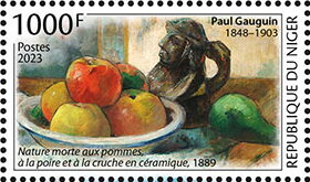 Stamp, Paul Gauguin (1848–1903), "Still Life with Apples, a Pear an, Niger,  , Anniversaries and Jubilees, Art, Painters, Paintings