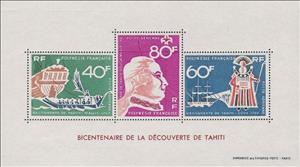 Souvenir Sheet, Bicentenary of the discovery of Tahiti, French Polynesia,  