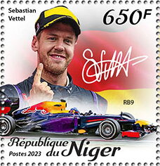 Stamp, Sebastian Vettel, Niger,  , Famous People, Formula One, Racing Drivers