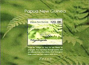 Souvenir Sheet, Ferns of Papua New Guinea, Papua New Guinea,  , Ferns, Plants (Flora)