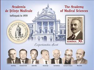 Souvenir Sheet, Constantin Angelescu, First President of Academy, Romania,  , Famous People, Physicians
