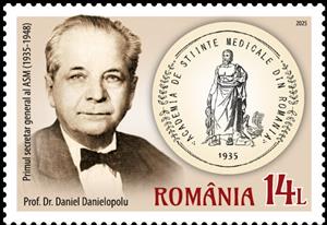 Stamp, Daniel Danielopolu, First General Director, Romania,  , Famous People, Physicians, Seals (Emblems)