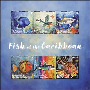 Mini Sheet, Fish of the Caribbean, Saint Vincent and The Grenadines,  , Animals (Fauna), Fishes, Sea Life