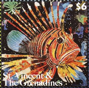 Stamp, Lion Fish, Saint Vincent and The Grenadines,  , Animals (Fauna), Fishes, Sea Life