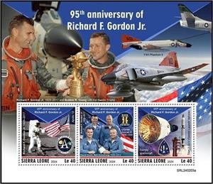 Mini Sheet, 95th Anniversary of the Birth of Richard F. Gordon Jr., Sierra Leone,  , Anniversaries and Jubilees, Astronauts