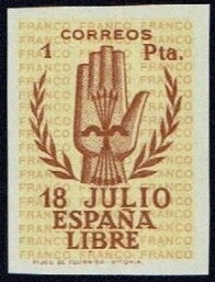 Stamp, 2nd Anniversary of National Uprising, Spain,  , Hands, Leaves