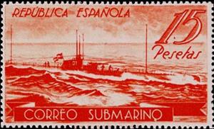 Stamp, Submarine Mail, Spain,  , Submarines