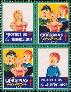 Se-tenant, Tuberculosis Association (Chorus of Children), United States of America,  , Charity, Children, Christmas, Singers, Tuberculosis / TBC
