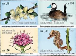 Se-tenant, Endangered Species, UNO Geneva,  , Animals (Fauna), Birds, Ducks, Plants (Flora), Sea Life, Seahorses