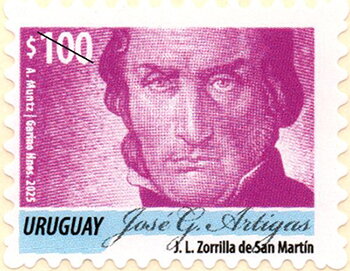 Stamp, José Gervasio Artigas (2025 Imprint) - Dated "2025", Uruguay,  , Famous People, Generals, Heads of State (Military), Heroes, Independency Activists, Military Officers, Politicians, Statesmen