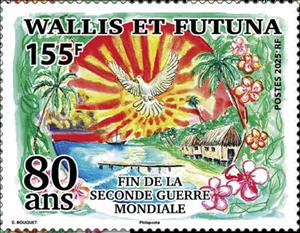 Stamp, End of World War II, 80 Years, Wallis and Futuna,  , Peace Doves, Second World War