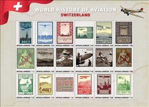 Mini Sheet, World History of Aviation Switzerland, Antigua and Barbuda,  , Aviation