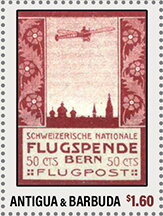 Stamp, World History of Aviation Switzerland, Antigua and Barbuda,  , Aviation