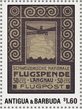 Stamp, World History of Aviation Switzerland, Antigua and Barbuda,  , Aviation