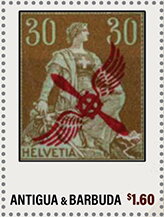 Stamp, World History of Aviation Switzerland, Antigua and Barbuda,  , Aviation
