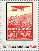 Stamp, World History of Aviation Switzerland, Antigua and Barbuda,  , Aviation